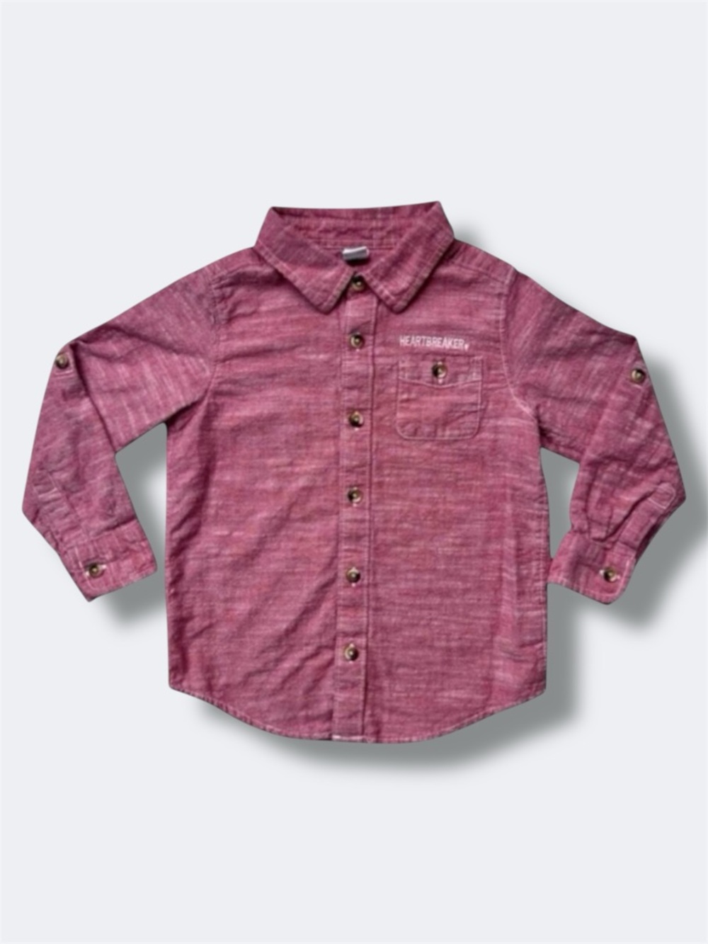 Old Navy Boys Shirt 5T Red Button Up Long Sleeve Roll Tab Pocket School